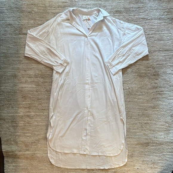 Tall size Above the Crowd linen button shirt dress medium beach coverup swim - Picture 1 of 3